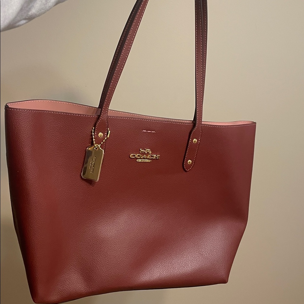 Coach Burgundy Leather Handbag - Picture 2 of 6